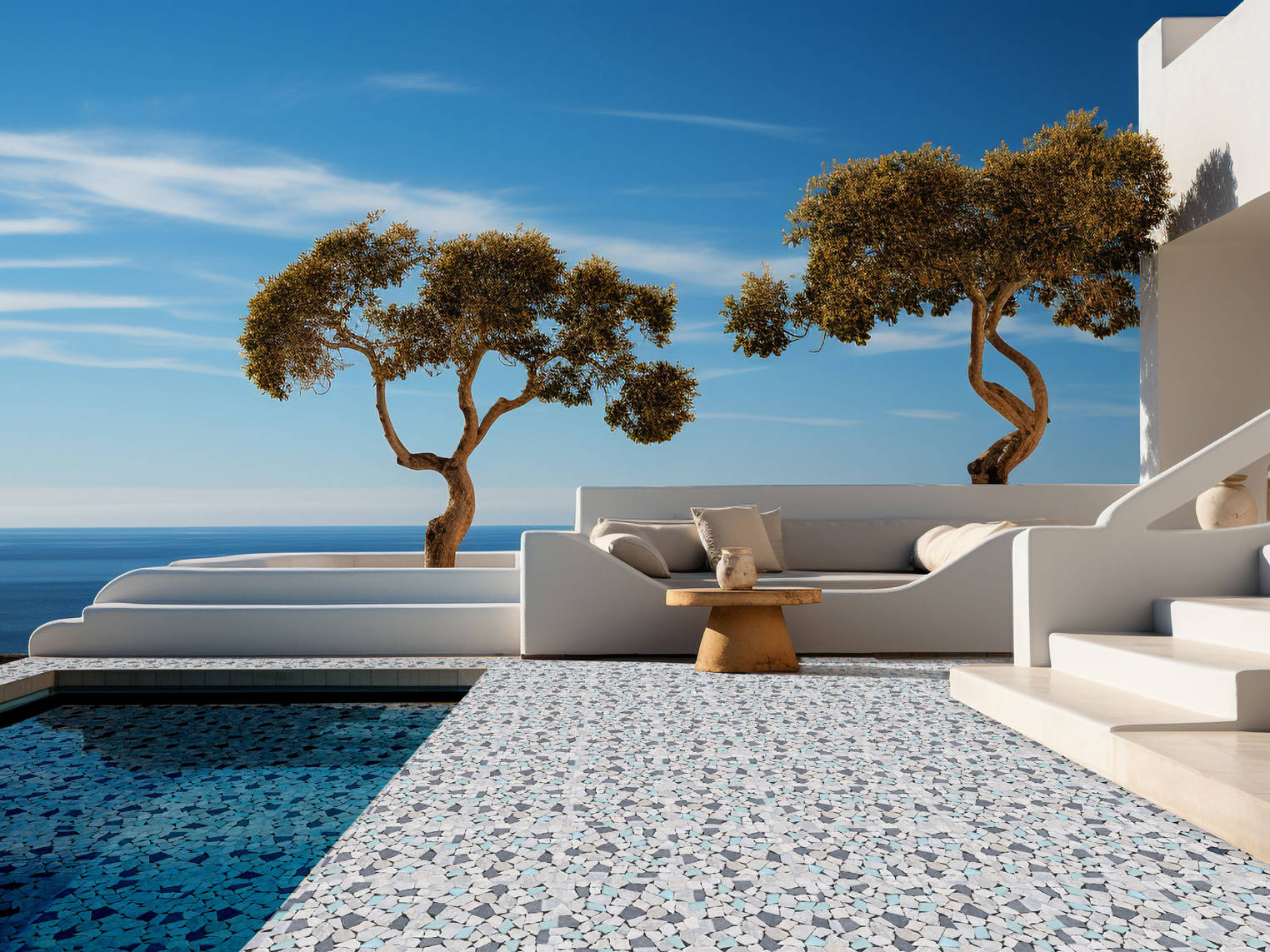 Mini Opus Beige Grey Marble Mix & Green Glass | North Hills Flooring