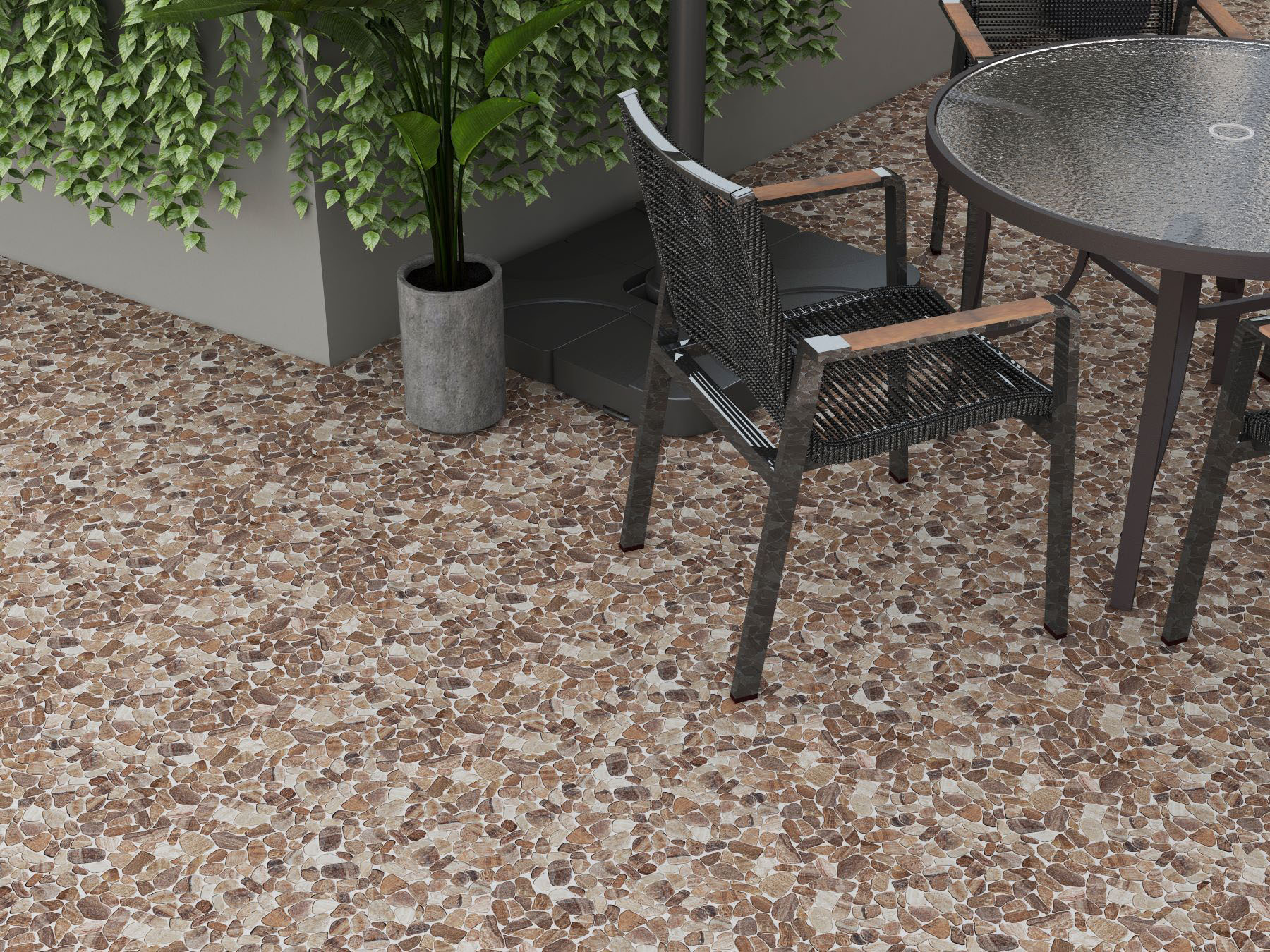 Mini Opus Matte Beige Brown Marble Stone Interlocking  | North Hills Flooring