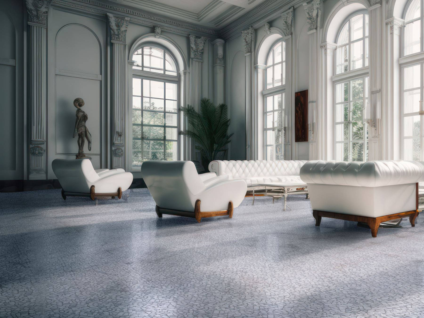 Mini Opus Matte White Grey Marble Stone Interlocking 2 | North Hills Flooring