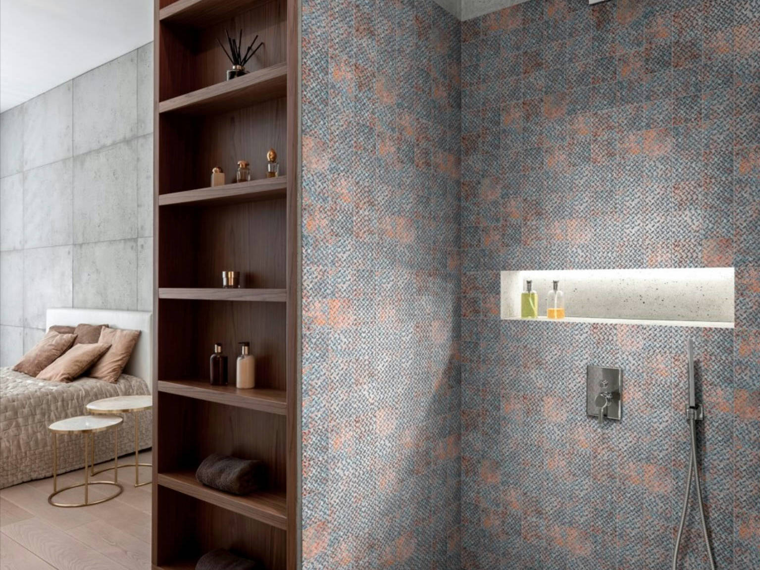 4x4 Rust Industrial Relief Pattern Glazed Ceramic Mosaic | North Hills Flooring