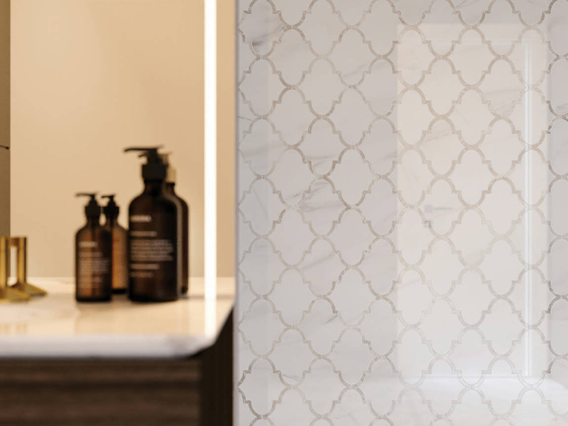 Ardor Infatuation Arabesque Polished Mosaic 3 | North Hills Flooring