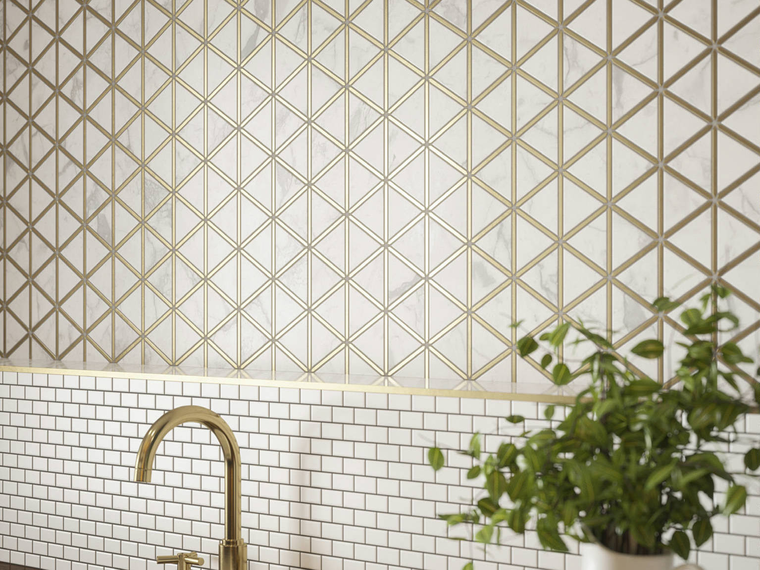 Gilded Triangles Mosaic, Creek Trail Mosaic | North Hills Flooring