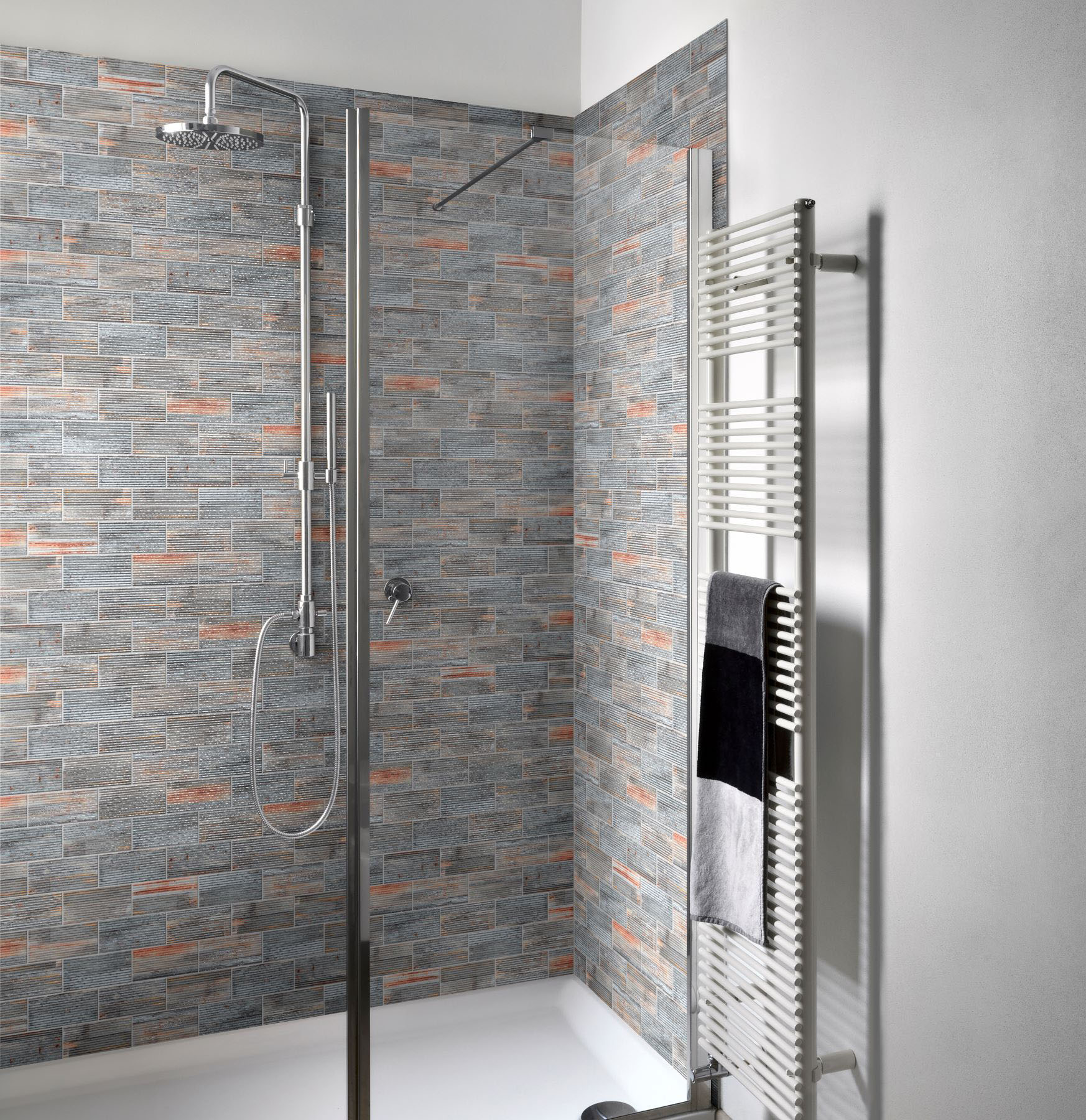2.8"x6" Rust Industrial Linear Relief Pattern Glazed Ceramic Mosaic | North Hills Flooring