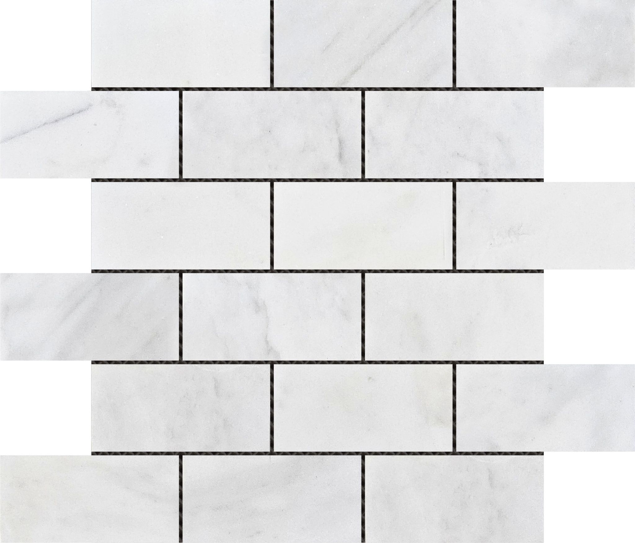 2"x4" Brick Pattern White Grey Marble | North Hills Flooring