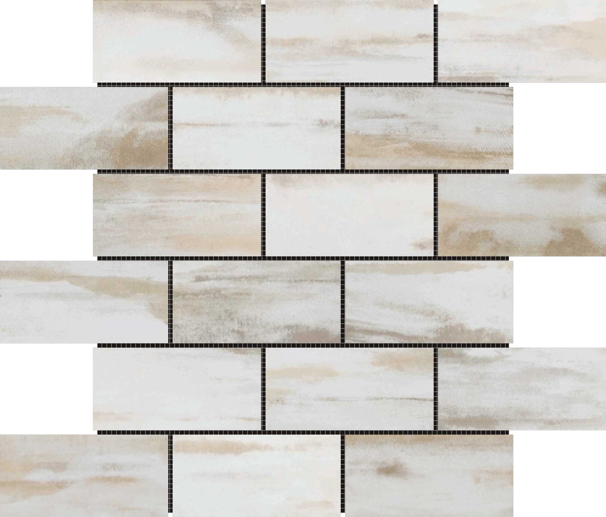 2"x4" Glazed Ceramic Beige Mix Rough Surface Mosaic | North Hills Flooring