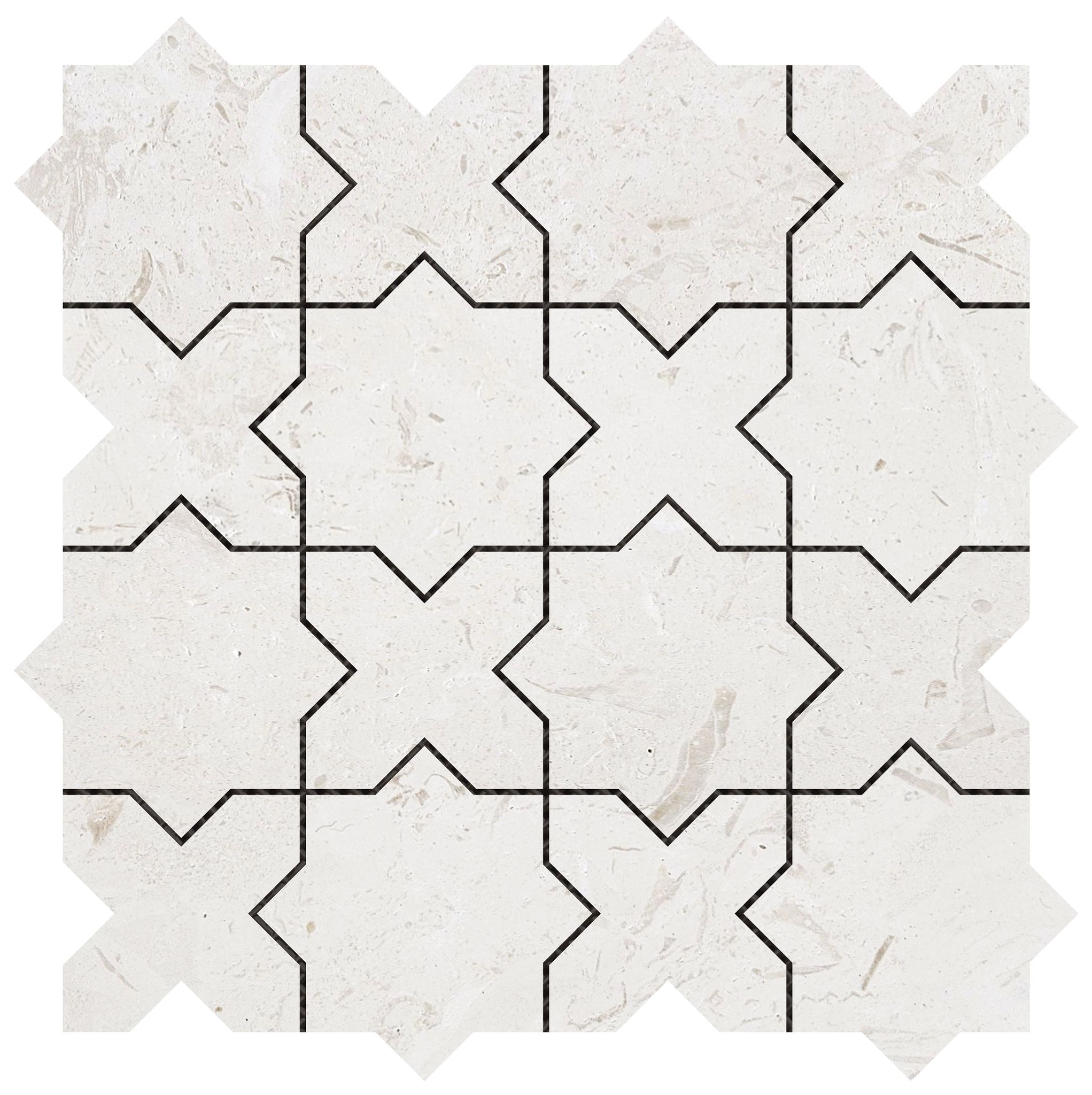 3"x3" Cross & Star Beige Marble | North Hills Flooring