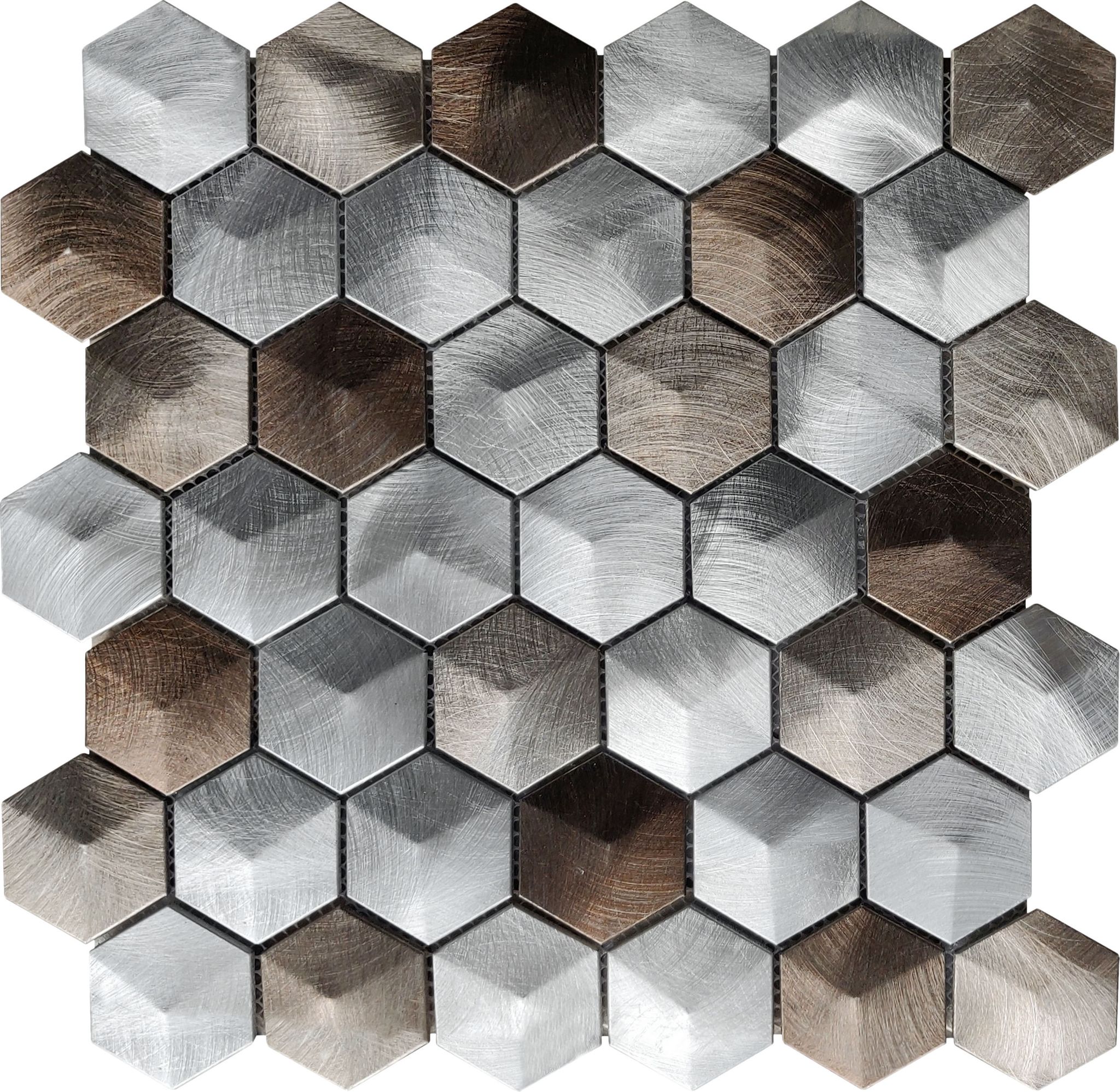 Aluminum Hexagon 19 Brown Mosaic | North Hills Flooring