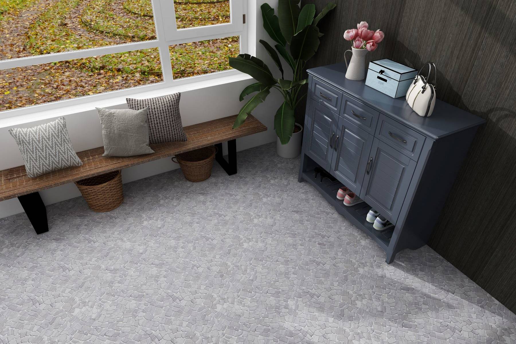 Beige Limestone Matte Mini Opus Interlocking  | North Hills Flooring