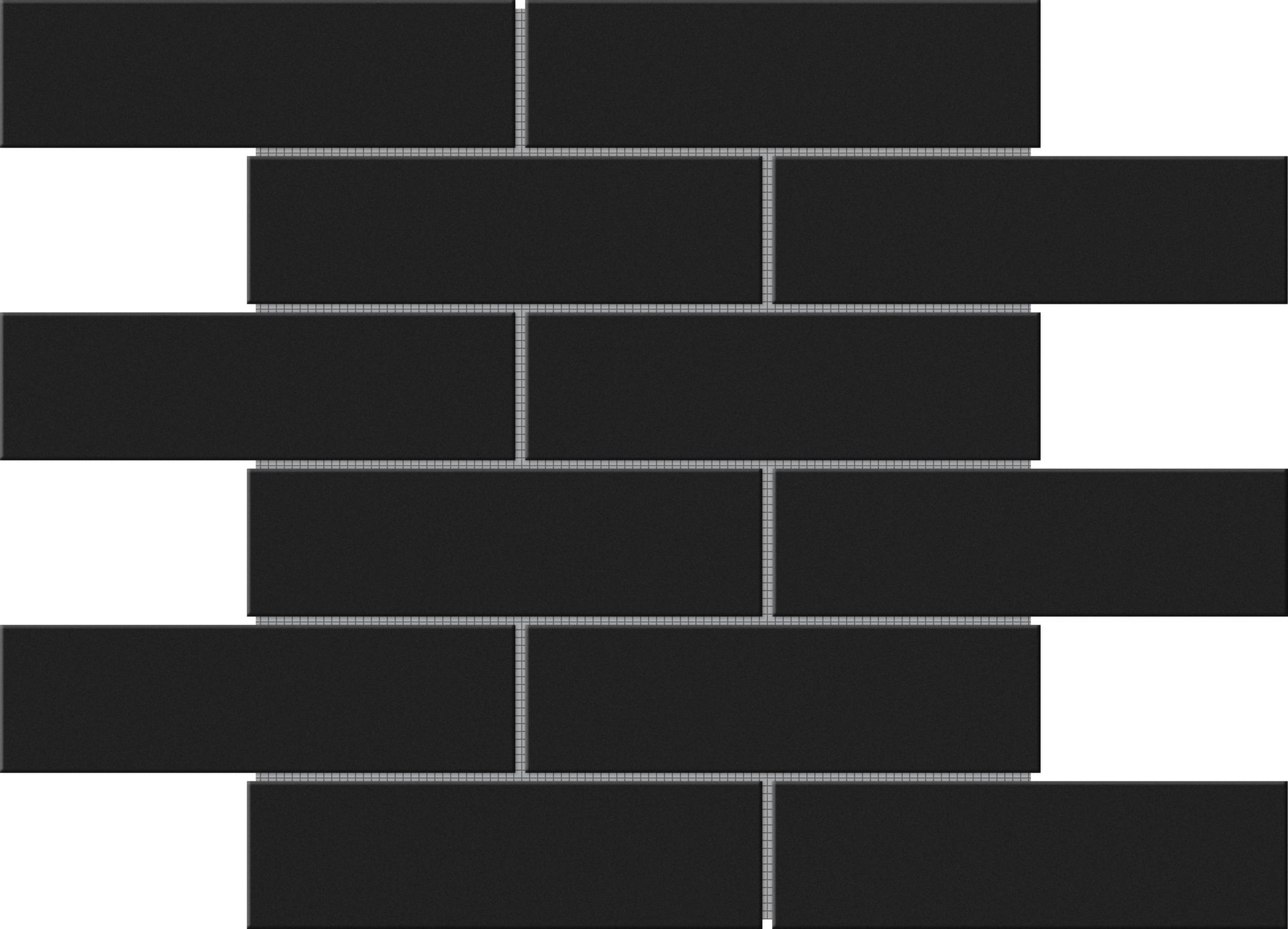 Black Brick Pattern Glossy Glazed Ceramic 2"x6" | North Hills Flooring