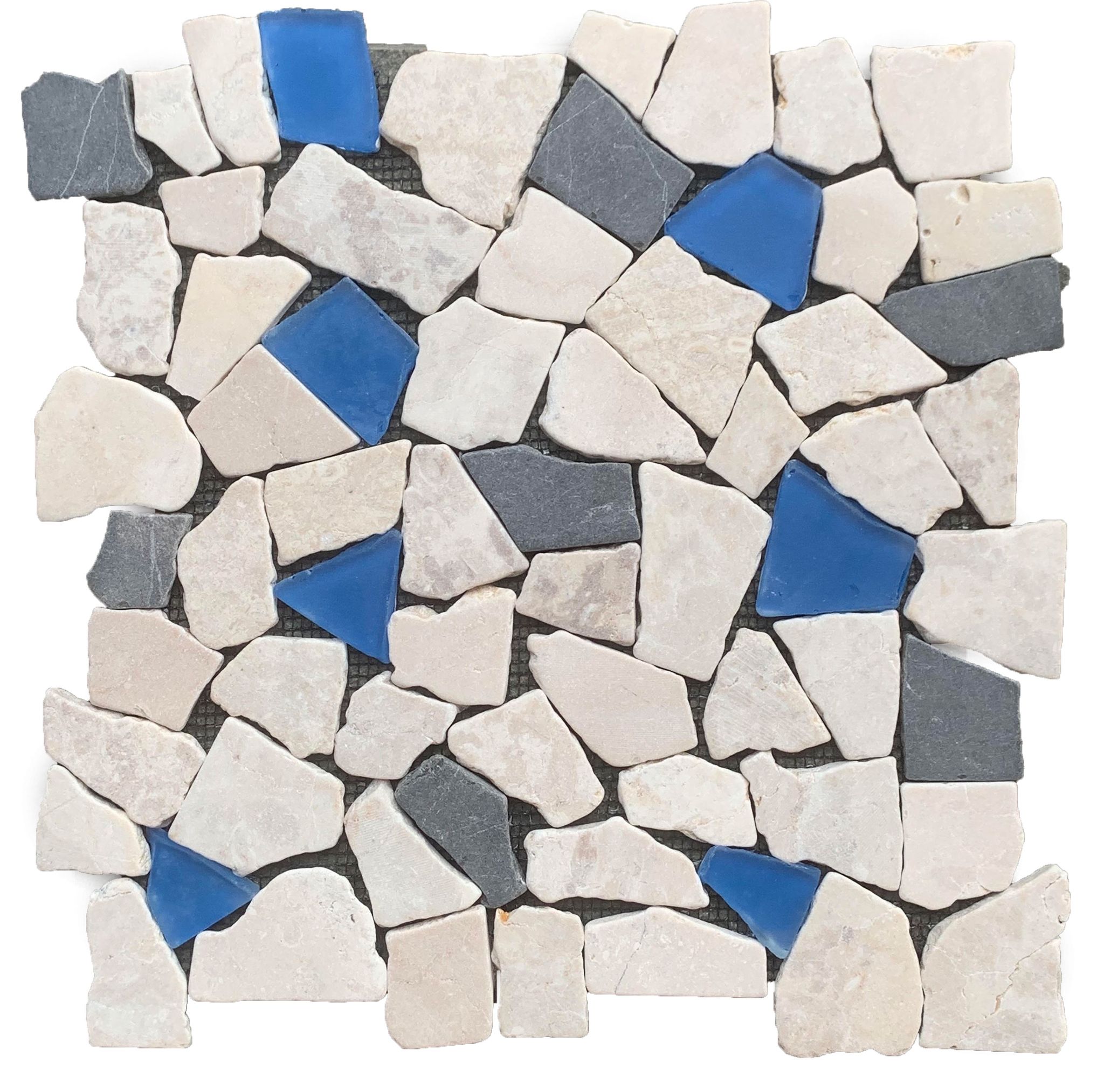 Mini Opus Beige Grey Marble Mix & Blue Glass | North Hills Flooring