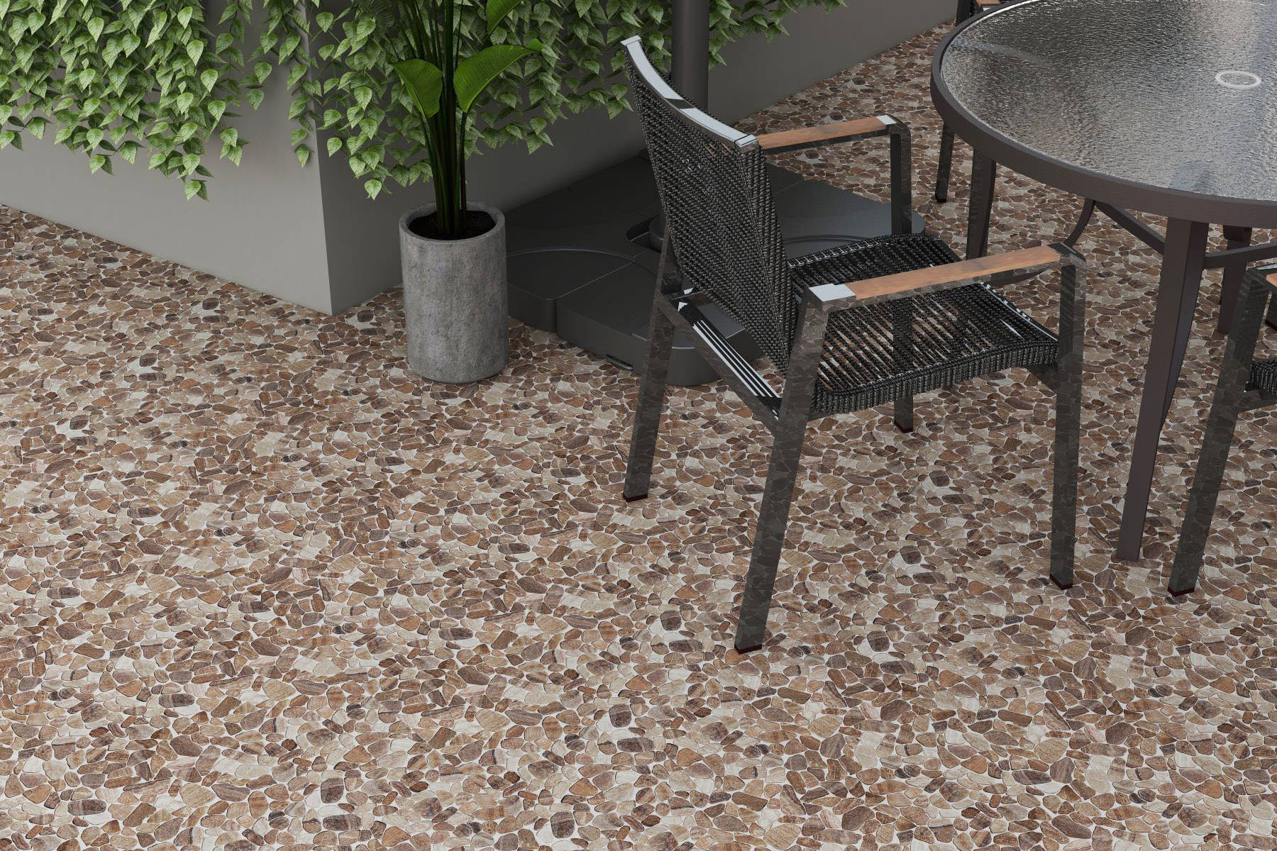 Mini Opus Matte Beige Brown Marble Stone Interlocking | North Hills Flooring