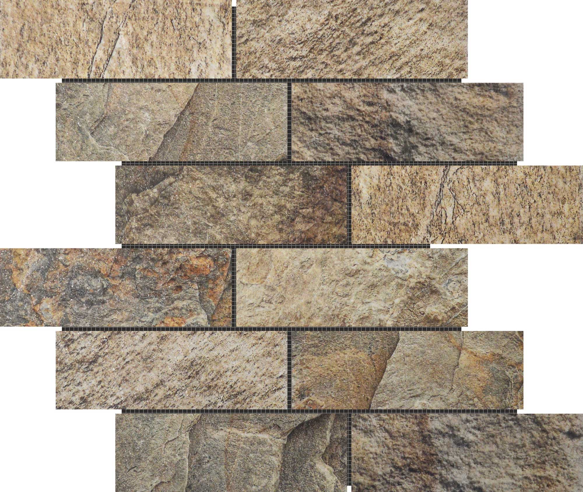 Slate Stone Beige Glazed Ceramic 2"x6" Brick | North Hills Flooring
