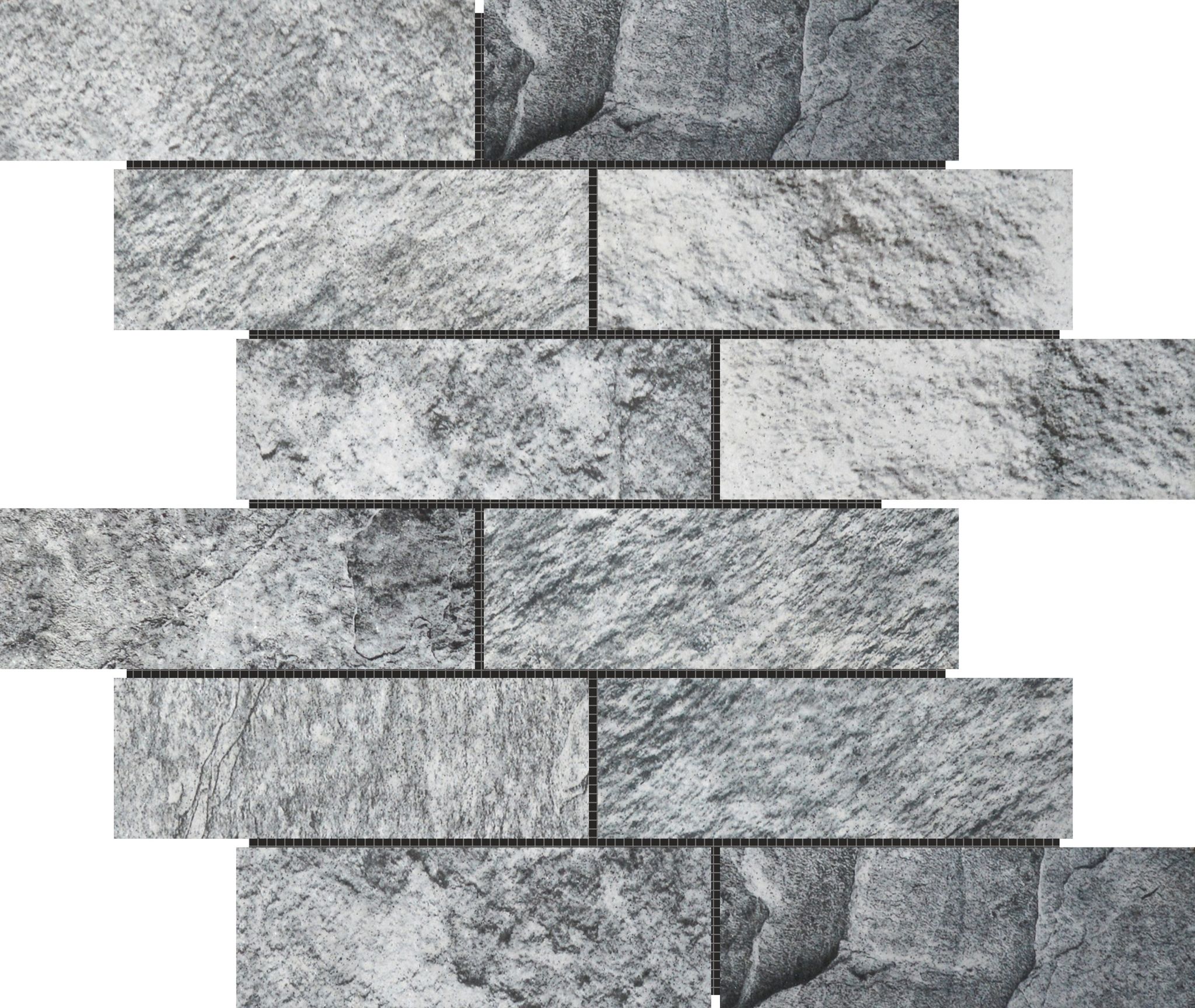 Slate Stone Grey Glazed Ceramic 2"x6" Brick Mosaic | North Hills Flooring