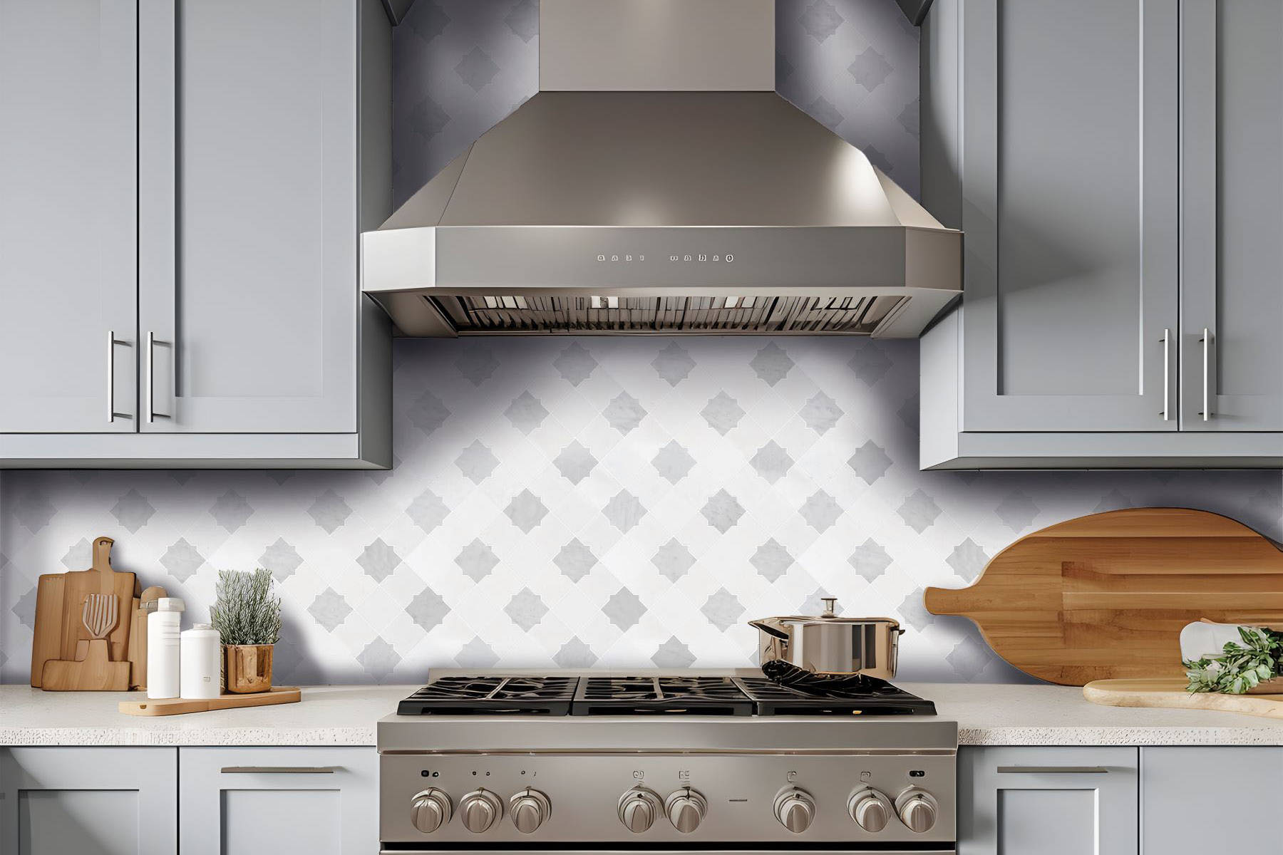 Star & Square White & Grey Mix Marble 2 | North Hills Flooring