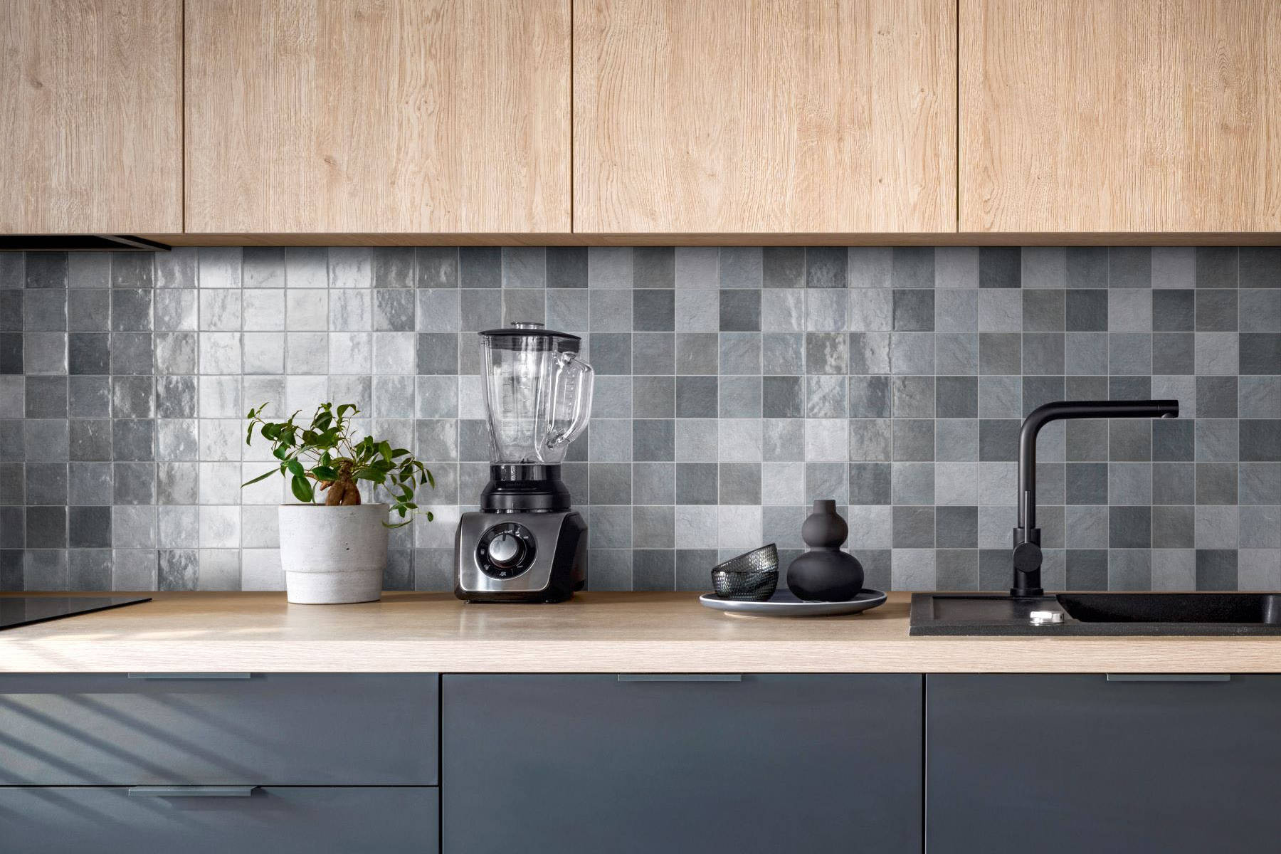 Zellige Glazed Ceramic Grey Mix 3