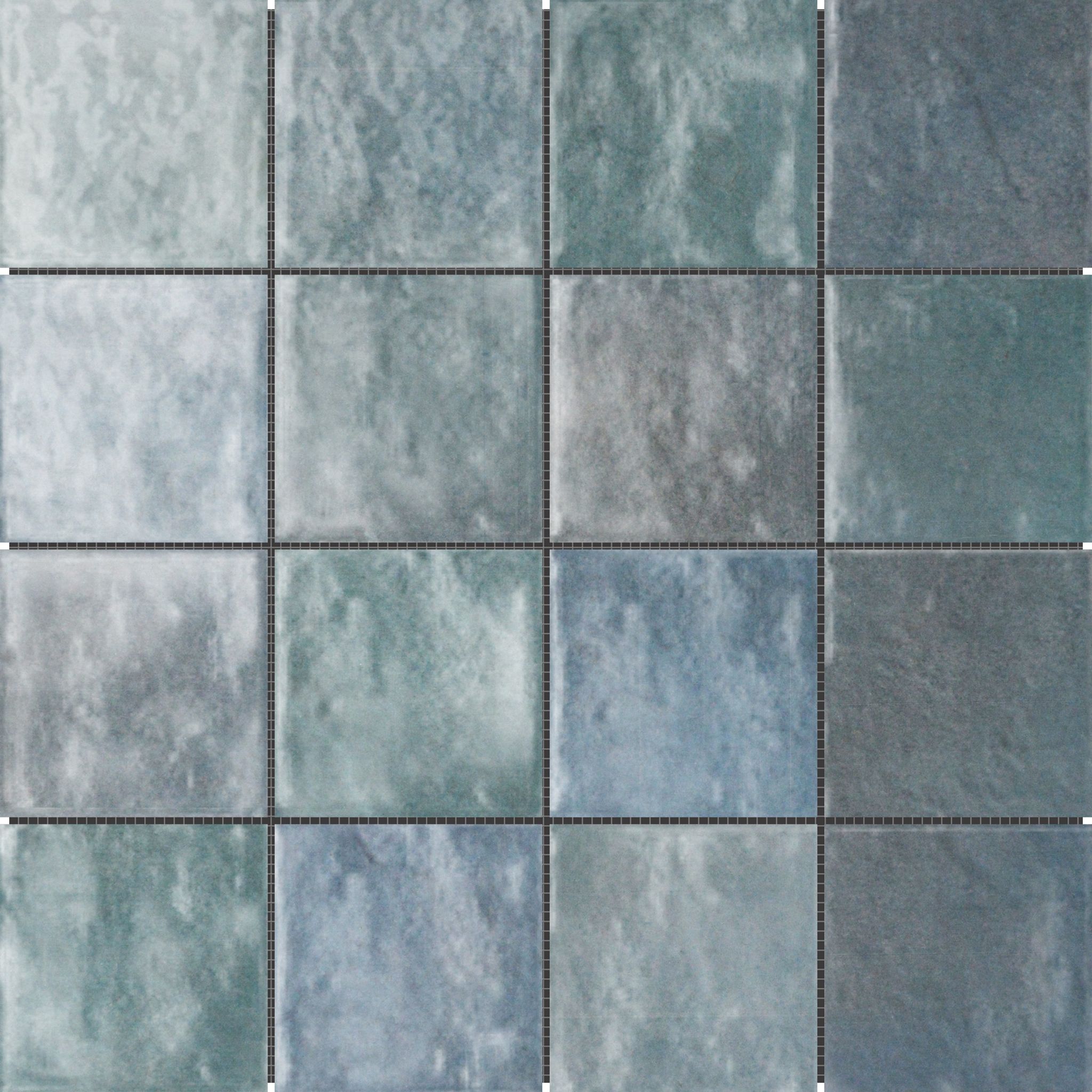 Zellige Glazed Ceramic Soft Blue Mix 3"x3" Mosaic | North Hills Flooring