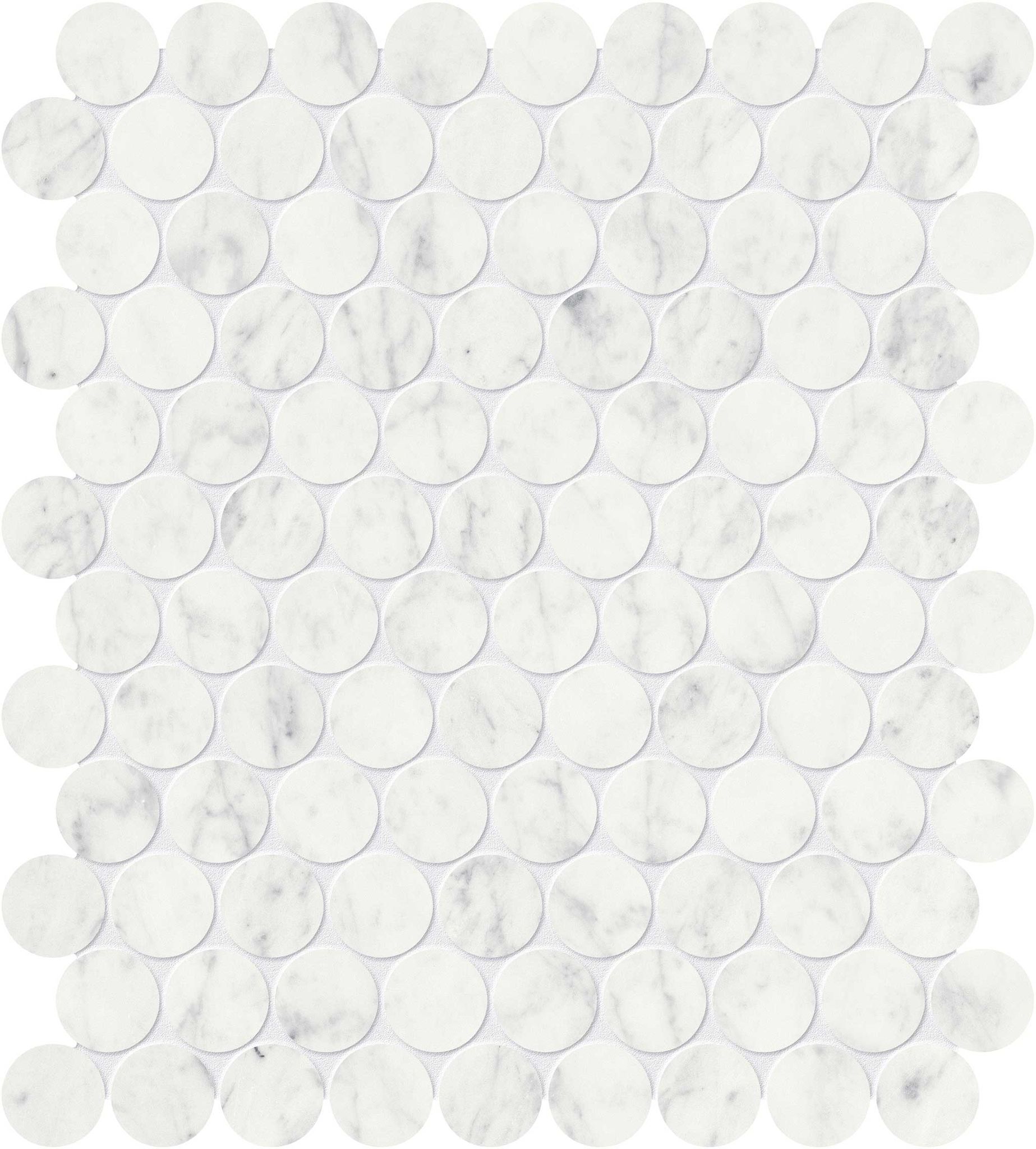 Eterna Bianco 1.25 Polished Penny Round Mosaic | North Hills Flooring