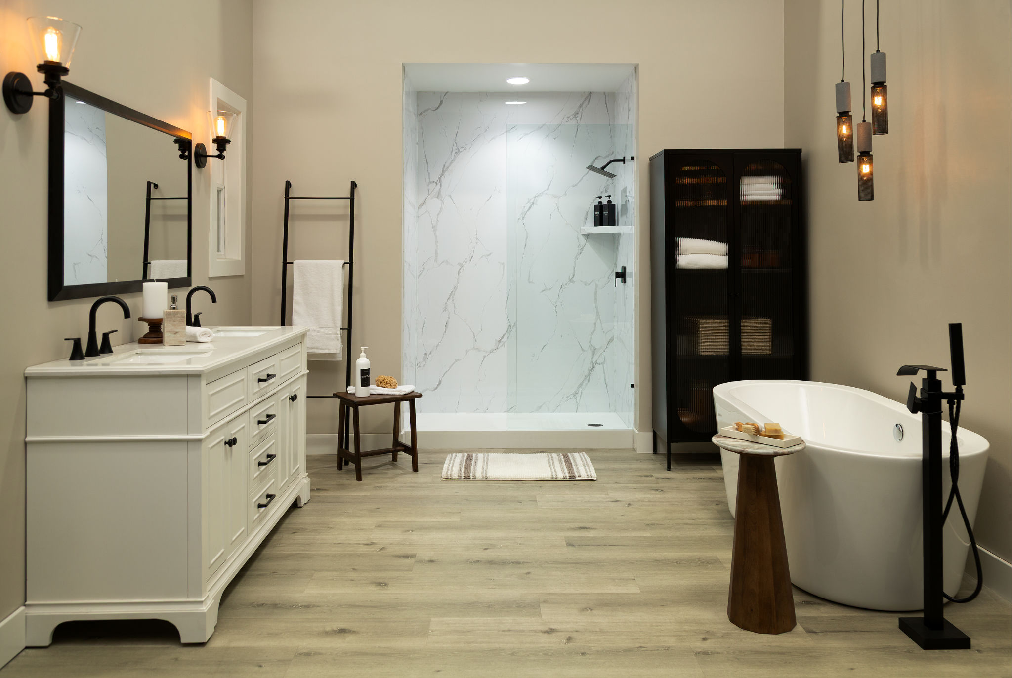 Carrara Marble Gloss Shower Wall Kit 36x60x94 | North Hills Flooring