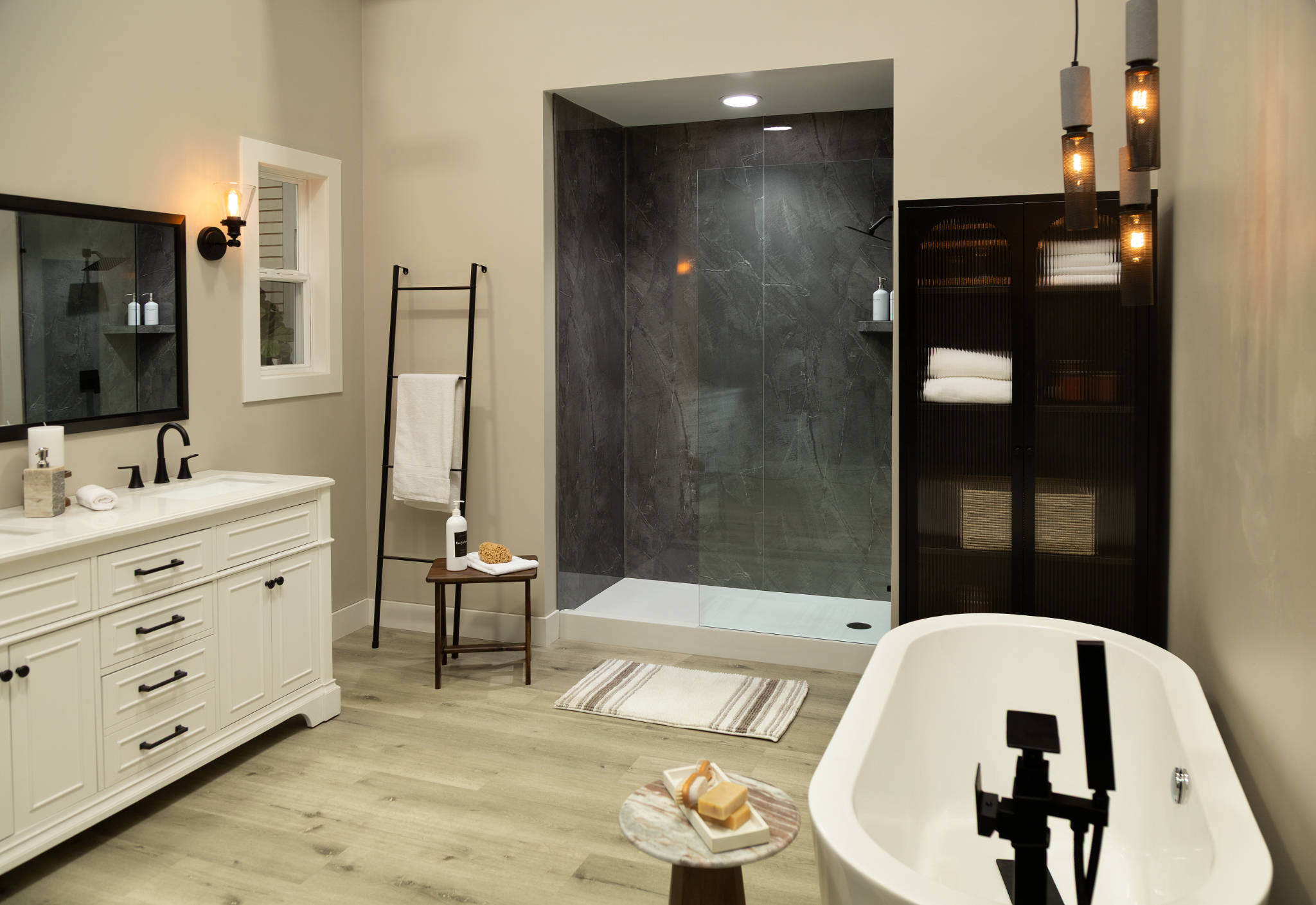 Cracked Slate Gloss Shower Wall Kit 32x60x94 | North Hills Flooring