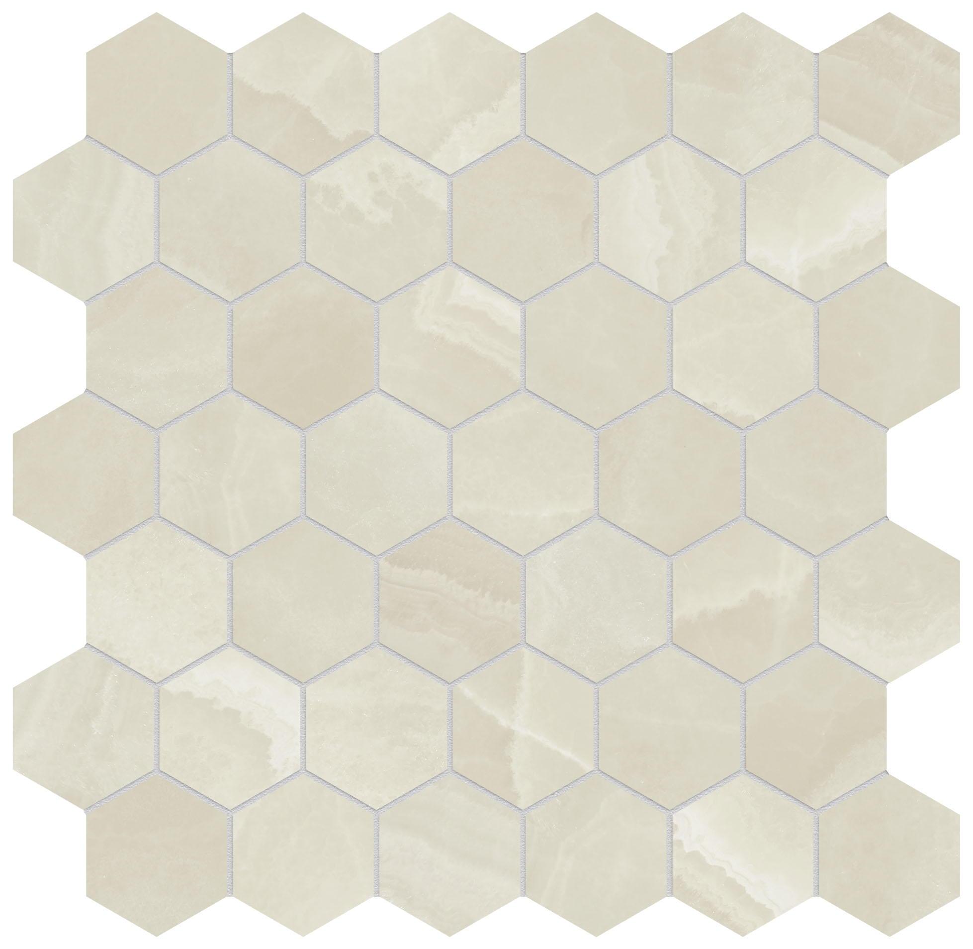 Lustra 2" Hex Onyx Crema Honed | North Hills Flooring