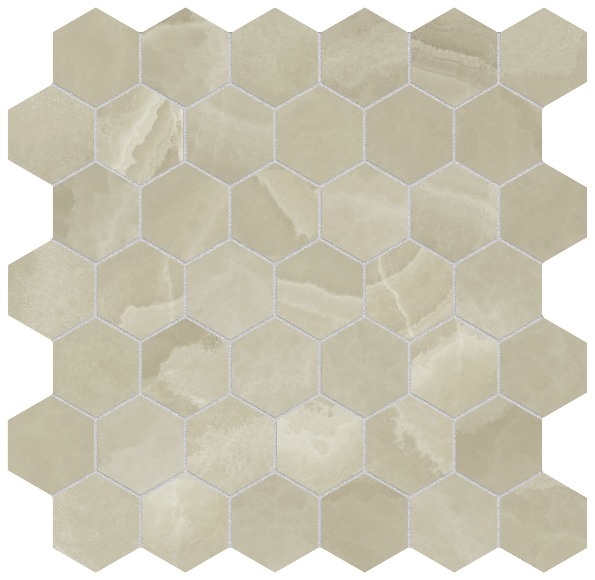 Lustra 2" Hex Onyx Hazel Honed | North Hills Flooring