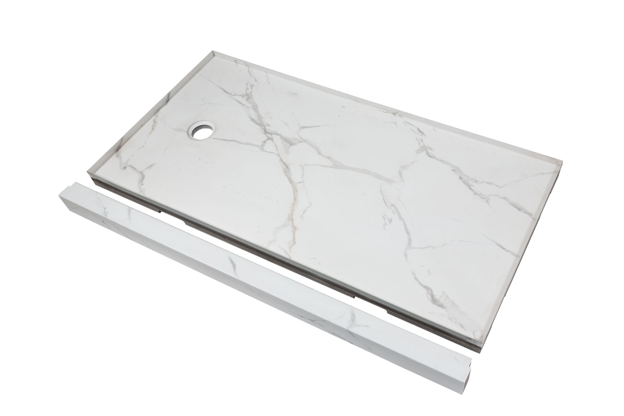 Shower Pan 36x60 Bianco Marble | North Hills Flooring