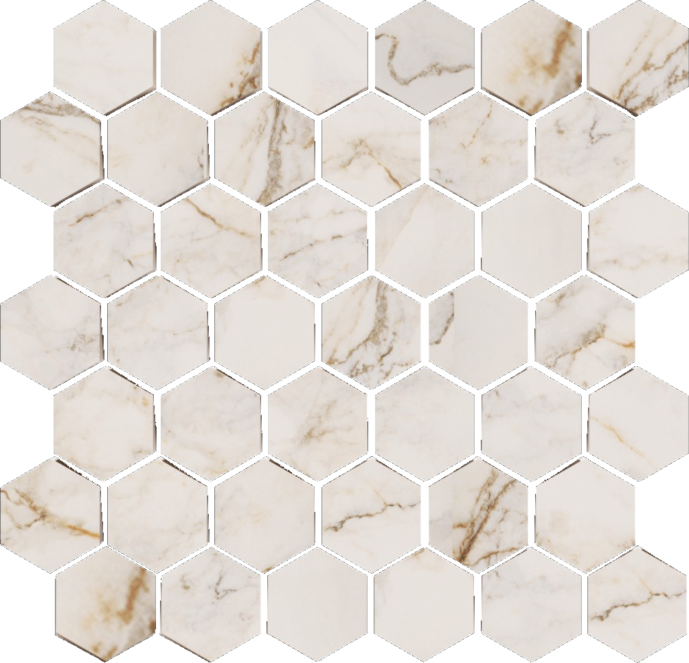 Treasure II Perfect Calacatta 2" Hex Carved | North Hills Flooring